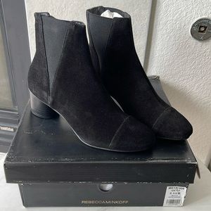 Rebecca Minkoff Black Suede medium heels Boots size 8.5
